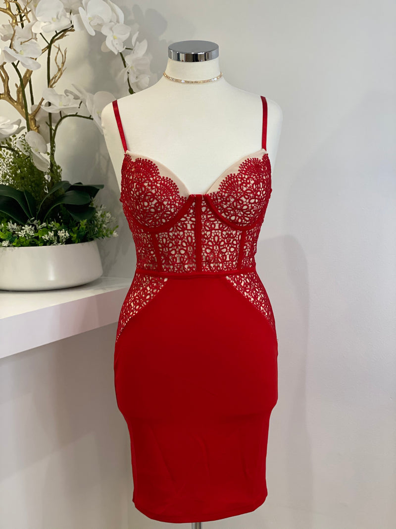 Amelia Red Laced Dress