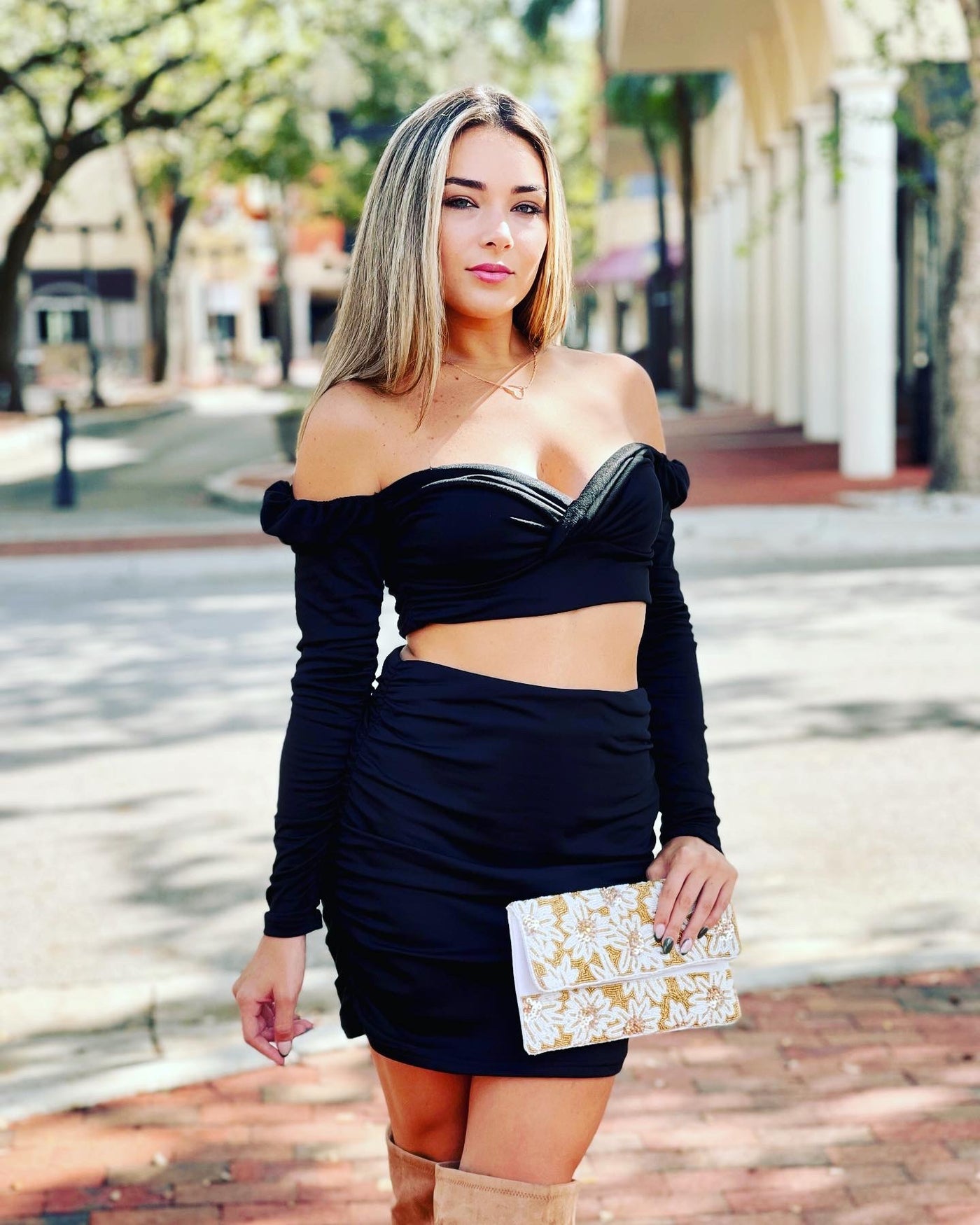 Selina Black Strapless Ruched Dress Selina Ruched Skirt Set