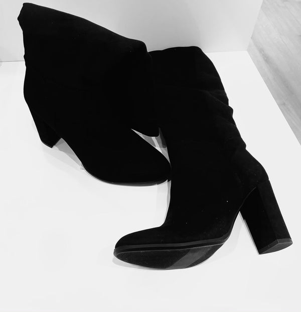 Charlie Black Suede Knee-High Boots